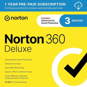 Norton 360 Deluxe 2025, Antivirus software for 3 Devices with Auto-Renewal